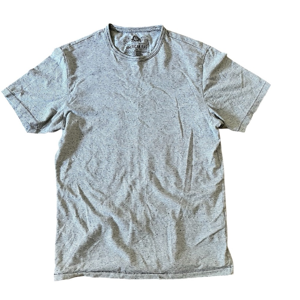 American Rag pin stripe black and white short sleeve shirt